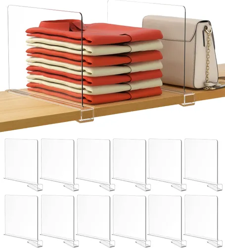 Vista 23 de HBlife 6 separadores de estantes negros, organizador vertical de bolso para armario, perfecto para suéteres, camisas, bolsos en el dormitorio