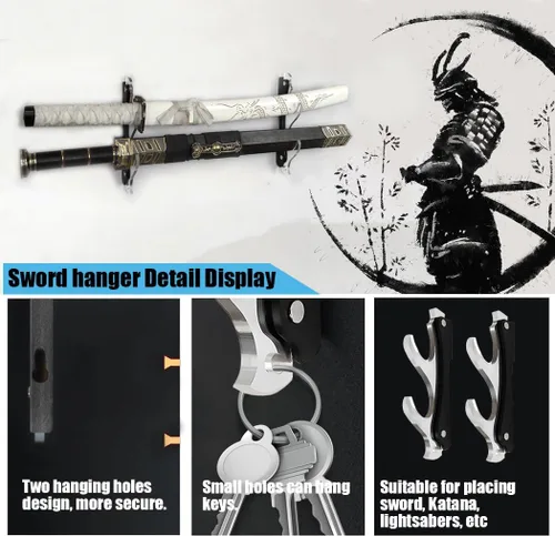 Vista 5 de Soporte de pared para espada, soporte Katana para exhibición de pared, soporte de sable de luz para pared, exhibición de espada, soporte de espada