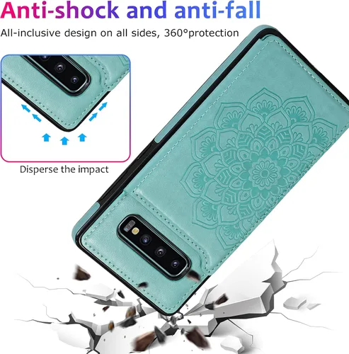 Vista 9 de Asuwish Funda compatible con Samsung Galaxy S10 Plus y protector de pantalla de vidrio templado con ranura para tarjetero, soporte para teléfono