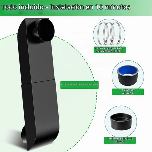 Vista 8 de Rejilla de ventilación para secadora de periscopio de 9.5 a 14.5 pulgadas, conducto telescópico de perfil bajo para espacios reducidos