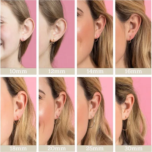 Vista 4 de KEZEF Aretes de aro de oro fino para mujer, aretes de oro macizo de 14 quilates muy finos para niñas y mujeres, aretes de aro de 0.039 in en oro