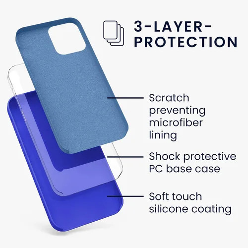 Vista 2 de kwmobile Funda compatible con Apple iPhone 12 Pro Max, funda de silicona TPU con acabado suave, color azul báltico