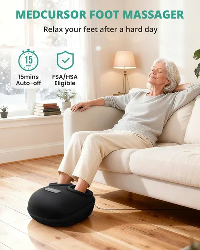 Vista 7 de Medcursor máquina masajeadora de pies con calor, rodamiento, amasado profundo, masajeador de pies shiatsu para proporcionar alivio del dolor, pies