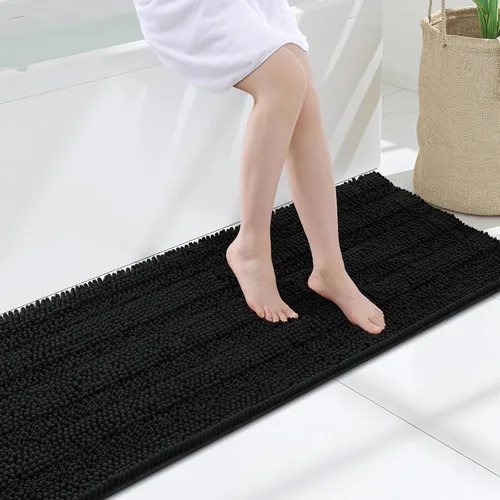 Vista 183 de Grandaily Alfombras de baño de felpilla a rayas de 24 x 16 pulgadas, extra gruesas y suaves, absorbentes, parte trasera de goma, alfombra de ducha