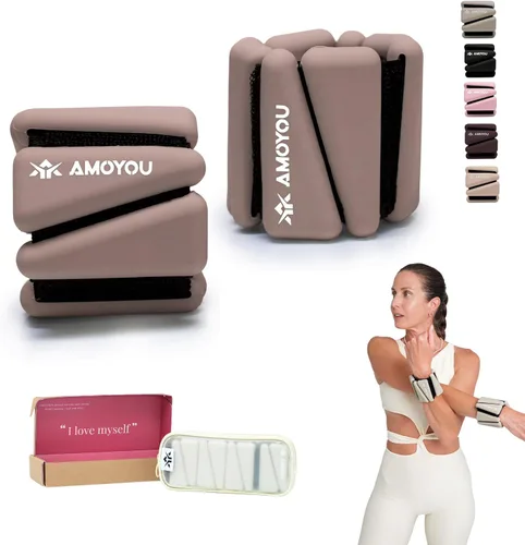 Vista 10 de AMOYOU Pesas de muñeca y tobillo para mujer, pesas de tobillo de 2 libras (juego de 2, 1 libra cada una), pesas de brazo para mujer, pesas