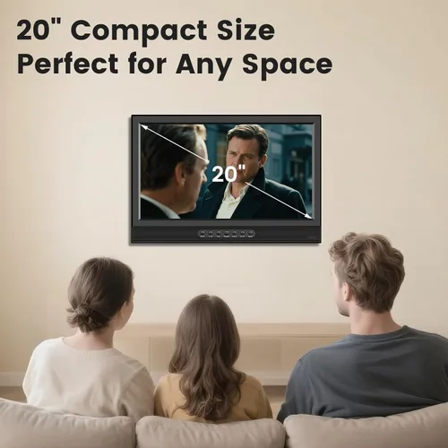 Vista 3 de Jexiop Smart TV de 20 pulgadas, pantalla plana LED Full HD 1080p con TV ATSC, con HDMI USB integrado adecuado para cocina, habitación de niños