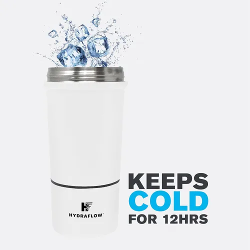 Vista 2 de HYDRAFLOW Boost - Botella mezcladora de proteínas aislada, capacidad de mezcla superior, 32 onzas - Powder Aqua