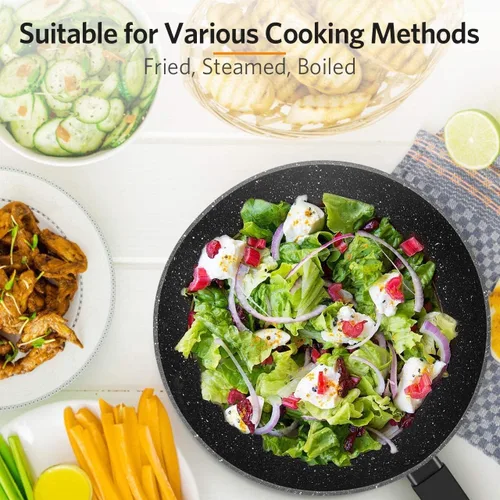 Vista 7 de CSK - Sartén antiadherente de 8 pulgadas con tapa, sartén antiadherente para huevos, sartén para tortilla con mango ergonómico y parte inferior