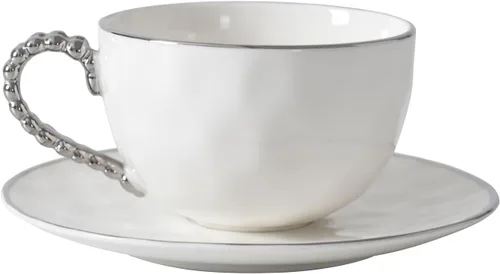 Vista 7 de Pampa Bay Taza de té y platillo Golden Salerno, 7" x 7" x 3.25