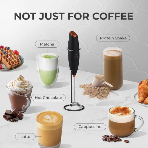 Vista 605 de Zulay Milk Boss Espumador de leche potente manual, hace espuma para latte, batidor para mezclar bebidas, café, miniespumador para capuchino, frappé
