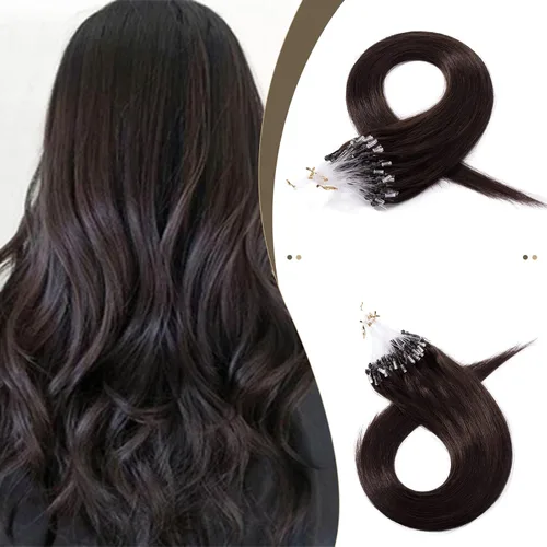 Vista 11 de SEGO Extensiones de cabello humano con micro cuentas, extensiones de cabello humano con micro bucle, lacio, natural, fusión fría, 1.76 oz/paquete