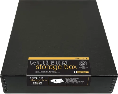Vista 40 de Lineco Museum - Caja de almacenamiento archivado, 8.75x10.75x1.5 pulgadas. Diseño frontal abatible. Sin ácidos con borde de metal. Organiza fotos