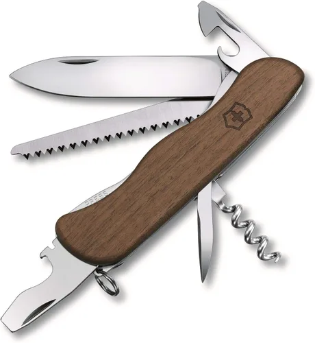 Vista 2 de Victorinox Forester Wood Swiss Army Cuchillo grande, multiherramienta, 10 funciones, sierra de madera, nogal