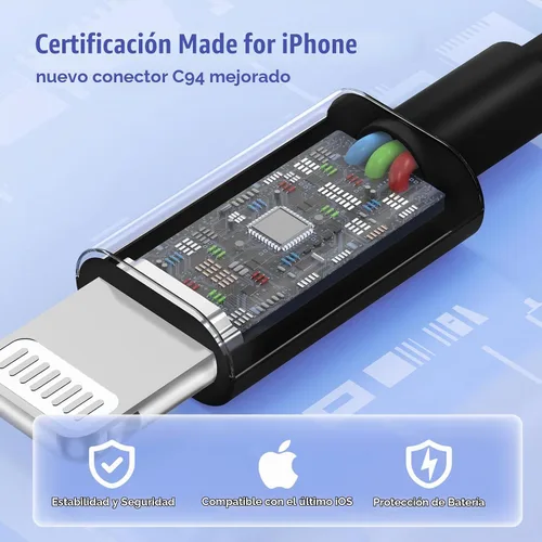 Vista 3 de [Usado] Paquete de 4 cables USB C a Lightning de 6 pies, cable de carga rápida para Negro
