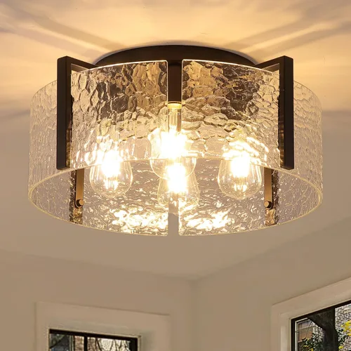 Vista 17 de Lámpara de techo negra de montaje empotrado, lámpara de entrada moderna de 3 luces, montaje de techo, accesorios de iluminación de cocina, lámparas