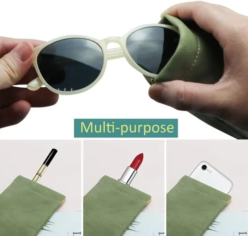 Vista 4 de VisionGlobal Paquete de 13 bolsas portátiles de cuero para lentes para mujereshombres, bolsa multiusos