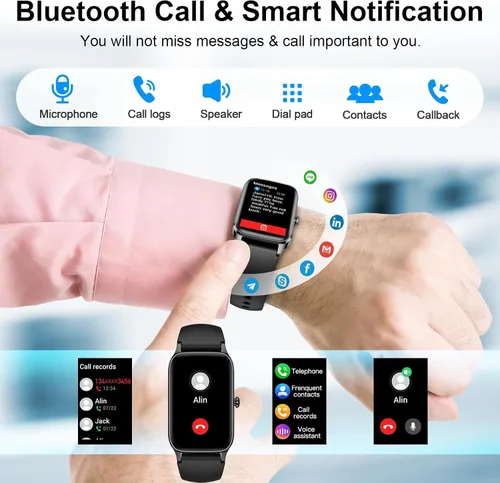 Vista 2 de Reloj inteligente para hombres y mujeres (respuesta/hacer llamadas), 2025 rastreador de actividad de fitness de 1.57 pulgadas, reloj inteligente