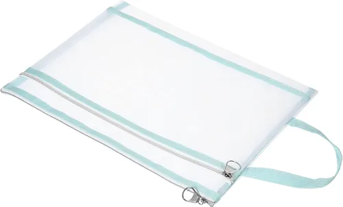 Vista 7 de PATIKIL Bolsa de nailon con cremallera para documentos con asa A4 de malla transparente para oficina y negocios, color marrón