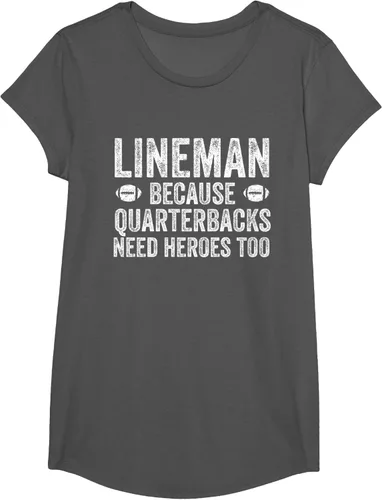 Vista 47 de Lineman Because Quarterbacks Need Heroes Camiseta de fútbol linieros S Negro