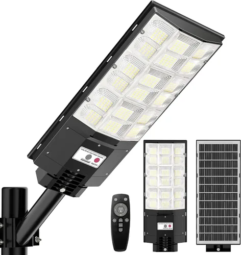 Vista 8 de Farolas solares impermeables para exteriores, 6500 K, 7000 W, gran angular, luz de inundación LED IP66 del atardecer al amanecer solar con sensor
