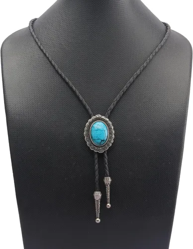 Vista 219 de Jeilwiy Corbata de bolo para hombre, corbata de vaquero occidental, collar de corbata de bolo dorado, corbata de cuero, corbata de Halloween