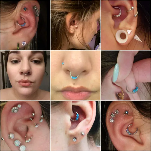 Vista 4 de GAGABODY Septum Jewelry - Aretes de acero quirúrgico 316L con bisagras, de ópalo y circonita cúbica pavimentada