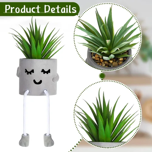 Vista 5 de Planta artificial en maceta, decoración de cubículos de plantas suculentas falsas, lindas plantas de escritorio falsas, patas colgantes, decoración