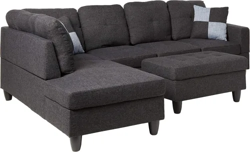 Vista 11 de Beverly Fine Furniture Andes - Juego de sofá de piel de microfibra con otomana, color marrón