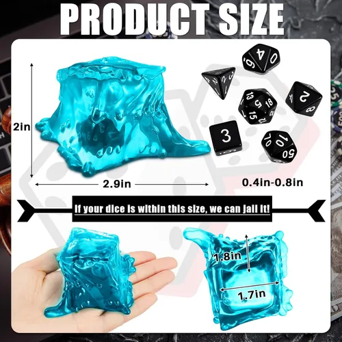 Vista 2 de Deekin Cubo gelatinoso de la cárcel de dados de resina de la prisión, 6 jaulas de juego de rol con contenedor, juego poliédrico negro, accesorio