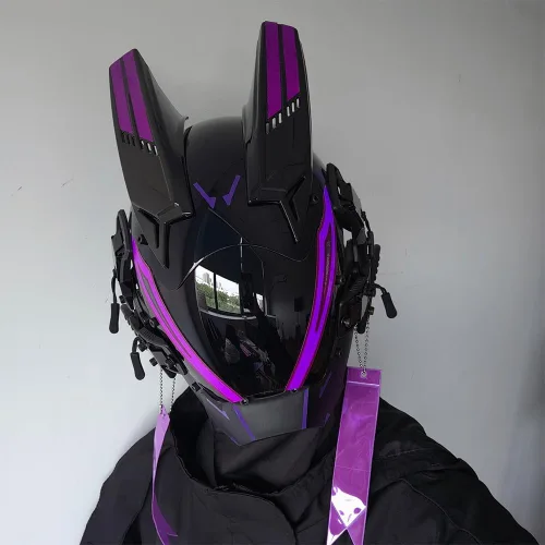 Vista 6 de Máscara punk para hombres, máscara LED para mujer, tecnología punk futurista, cosplay, Halloween, fiesta, festival de música, accesorios
