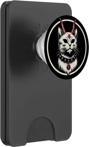Vista 7 de PopSockets de Baphomet Satánico Oculto Gato Diablo PopGrip estándar