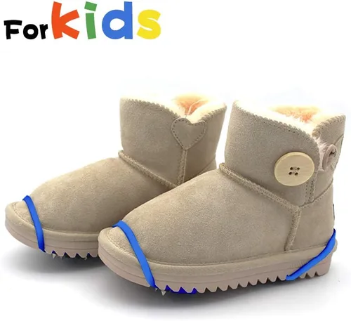 Vista 5 de Milaloko 1 par de crampones (tamaño infantil), tacos de tracción, picos para seguridad de caminar en invierno, agarres de zapatos en hielo, nieve