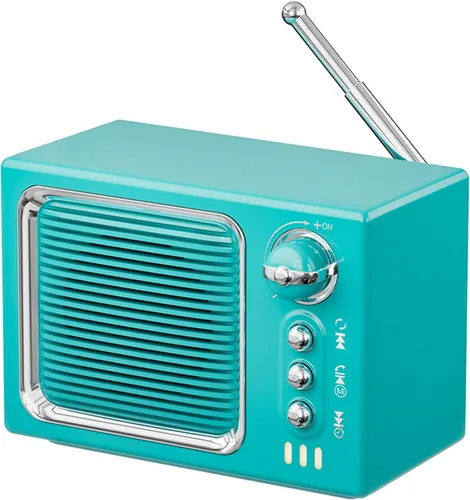 Vista 12 de Altavoz Bluetooth retro, mini altavoz Bluetooth inalámbrico portátil vintage con sonido de ruido blanco, sonido fuerte de 5 W, llamadas manos Beige