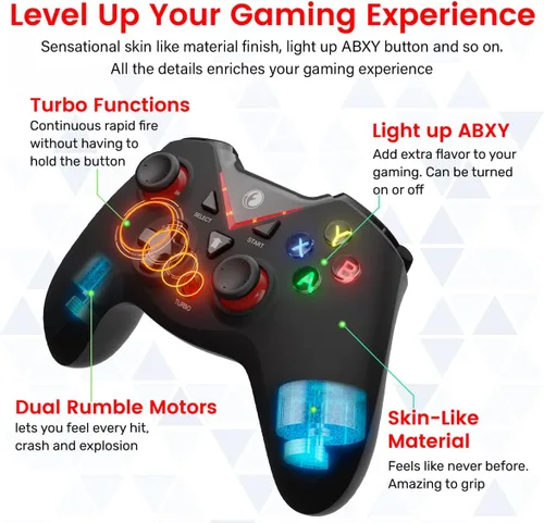 Vista 5 de IFYOO VONE 2.4G Wireless Game Controller, Dual-Vibration Gaming Gamepad Joystick for PC Windows 11 10 8 7 Steam, PS3, Android Phone Tablet TV