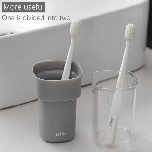 Vista 3 de Estuche para cepillos de dientes de viaje con 5 cabezales de cepillo de dientes, soportes cubiertos para cepillos de dientes regulares y eléctricos