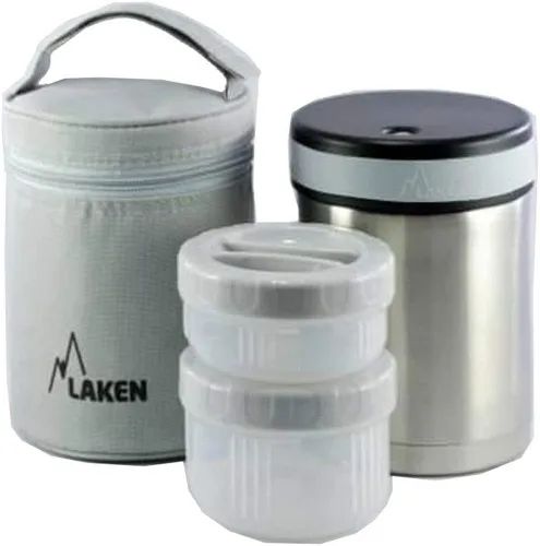 Vista 2 de Laken Contenedor de acero inoxidable aislado al vacío térmico con tapa y 2 contenedores de PP