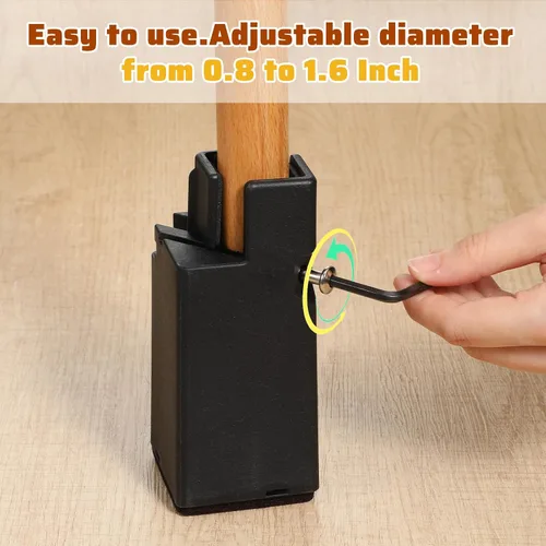 Vista 5 de Paquete de 4 elevadores de cama ajustables, 4 pulgadas con abrazadera de tornillo, elevador de cama resistente para silla, escritorio, mesa, patas