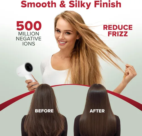 Vista 4 de Growell Secador de pelo iónico con difusor para cabello rizado, ondulado, profesional de alta velocidad, sin escobillas, para secado rápido, bajo