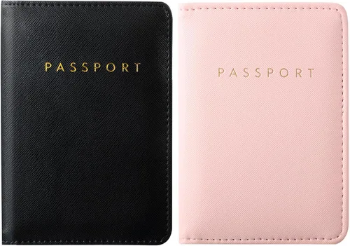 Vista 22 de 2 piezas de funda de pasaporte para viaje, impermeable, de cuero, cartera, libro de viaje, artículos esenciales para crucero para mujeres y hombres