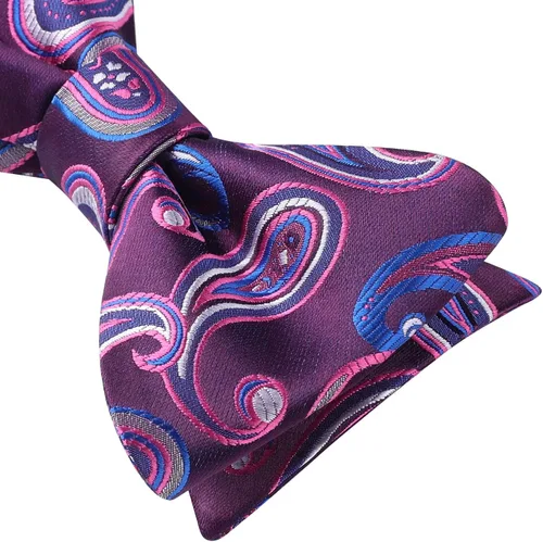 Vista 191 de HISDERN Pajaritas para hombre, corbatín de cachemira para hombre, corbata de lazo y bolsillo cuadrado, juego formal de esmoquin para boda