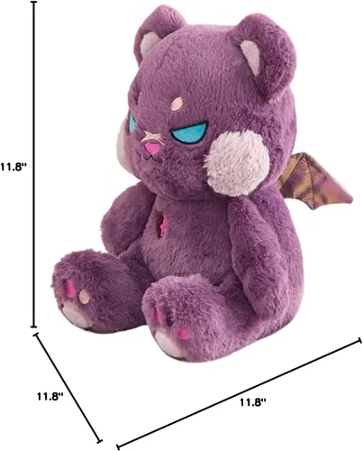 Vista 6 de ELAINREN Oso de peluche morado gótico, animales de peluche espeluznantes de Halloween Oso de peluche de decoración de regalo/30 cm