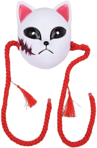 Vista 5 de Oikawa Sabito - Máscara de zorro para cosplay, accesorios de anime, accesorio de disfraz con collar para Halloween