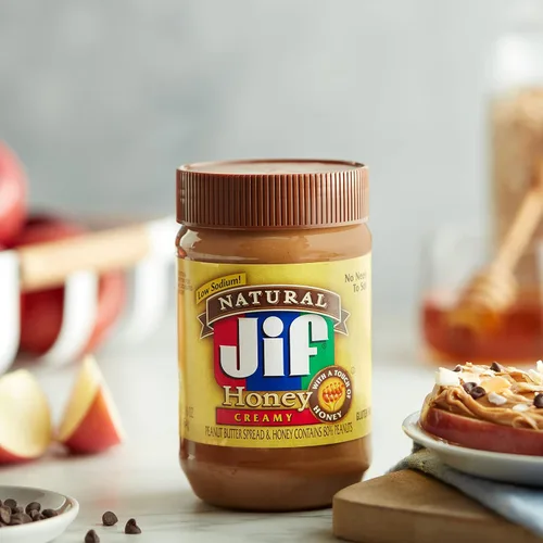 Vista 6 de Jif Natural - Crema de maní natural para untar y miel, 16 onzas, contiene 80 % de cacahuates 7g protein per serving, 7% DV, See nutrition