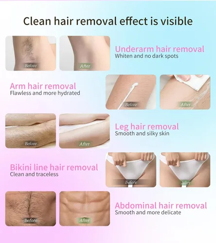 Vista 2 de Crema depilatoria para hombres y mujeres, crema depilatoria sin dolor con gel calmante para la piel para áreas privadas, brazos, piernas, vello
