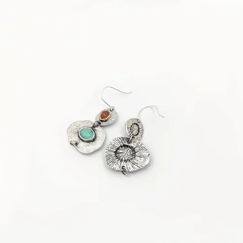 Vista 5 de Pendientes bohemios de piedra pendientes colgantes de plata para mujer, Metal, Circonia cúbica