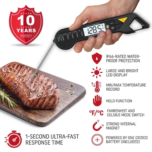 Vista 2 de Relleno de calcetines para hombres – Termómetro digital de carne, termómetro digital de lectura instantánea para alimentos con sonda impermeable