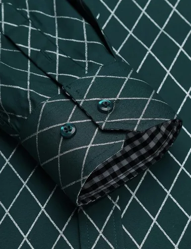 Vista 6 de COOFANDY - Camisa de vestir de negocios para hombre de manga larga, ajustada, informal, con botones