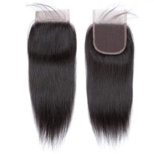 Vista 2 de Cierre de encaje recto 4x4, cierre de parte libre, 100% cabello humano virgen brasileño, cierre de encaje, tejido de cabello lacio con cabello