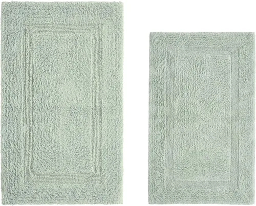 Vista 97 de Better Trends - Juego de 2 alfombras de baño 100% algodón, extra suaves, con borlas, de 17" x 24", alfombra de baño superabsorbente y reversible