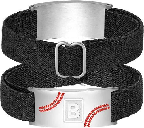 Vista 9 de Regalos de béisbol para niños y hombres, entrenador, equipo, niños, jugador, inicial, con letra A-Z, pulseras de béisbol, regalos de fiesta